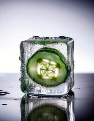 Poster - Cucumber Encased in Crystal Clear Frost a Refreshing Summer Delight Captured in Time
