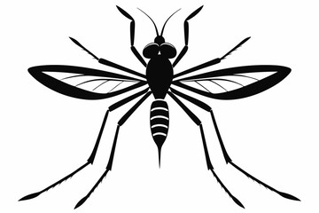 mosquito silhouette line art vector illustration with a white background