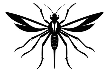 mosquito silhouette line art vector illustration with a white background