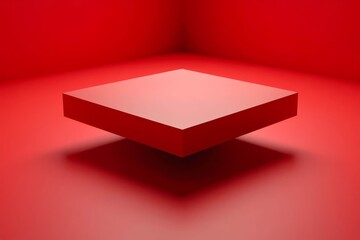 Fototapete - Empty Red background and stand display or shelf with studio for showing or design christmas concept.