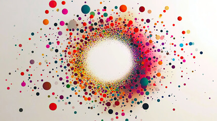 Poster - Colorful Dots Create a Vibrant Circular Pattern on a Soft Neutral Backdrop