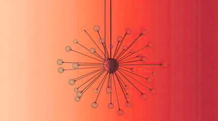 Poster - Elegant Sputnik Chandelier Design Illuminates a Warm Backdrop With Mid Century Modern Flair