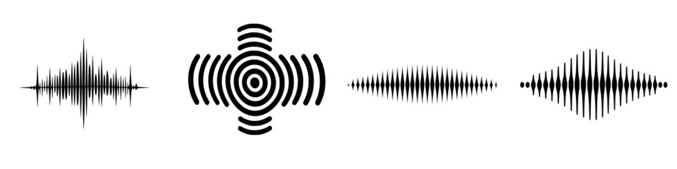 Poster - Sound wave designs showcasing different waveforms in a modern style, ideal for sound-related projects and concepts