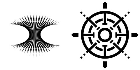 Poster - Intricate geometric designs created by black lines on a white background showcase unique artistic interpretations and forms