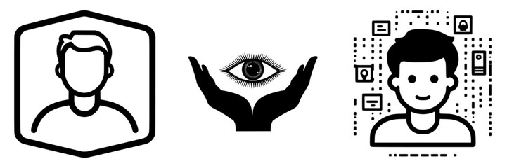 Poster - Symbols representing personal data security and privacy management in a digital environment