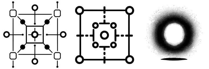 Poster - Creative geometric patterns showcasing abstract design elements and unique visual styles in black and white