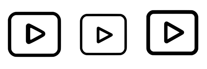 Poster - Play button icons in various sizes and styles displayed on a neutral background for digital media representation