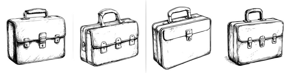 Poster - Collection of four unique vintage briefcase designs showcasing different styles and shapes