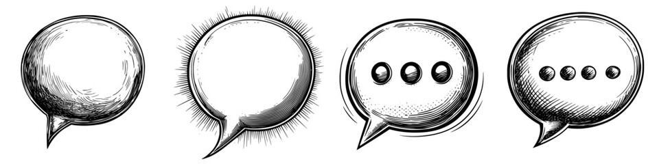 Poster - Artistic illustration of various speech bubbles representing different emotions and conversations