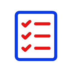 Poster - Checklist icon with checked items on a blue outline background  