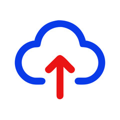 Poster - Cloud Upload Icon with Arrow in Blue and Red Colors  