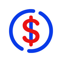 Poster - Dollar sign icon in blue and red colors representing finance  