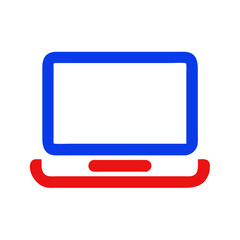 Poster - Laptop icon in blue and red minimalistic design  