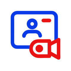 Poster - Video Call Icon in Red and Blue Design for Communication  