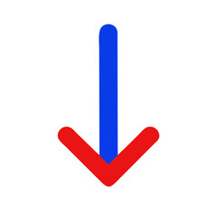 Poster - Downward Arrow Icon in Bold Red and Blue Colors  