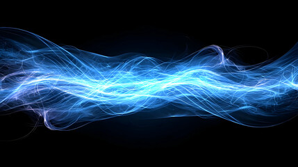 Poster - Abstract Blue Light Waves On Dark Background