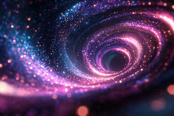 Poster - A mesmerizing swirling vortex of pink and blue glitter, resembling a cosmic nebula or energy field.