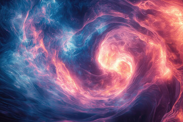 Poster - Abstract swirling nebula with vibrant pink and blue hues, creating a cosmic vortex.