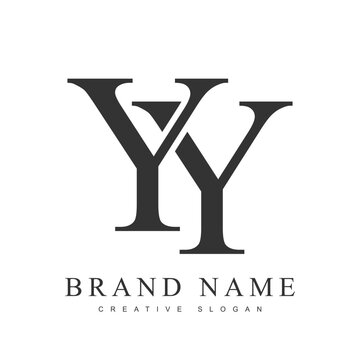 YY trendy logotype template. Initial letter y and y classic font style. Creative logo for company name or identity.