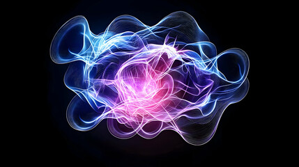 Poster - Abstract Glowing Dots Design With Blue And Purple Hues