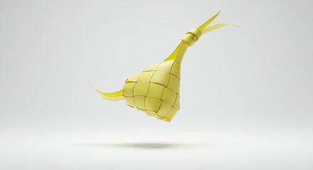 Poster - Geometric Yellow Object Isolated On A White Background With Soft Lighting And Shadow