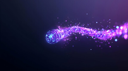 Poster - abstract glowing purple pink particles stream