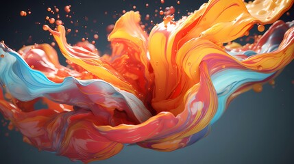 Poster - Abstract Digital Art Featuring Flowing Colors with Orange Blue and Pink Hues in Dynamic Motion