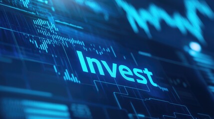 Poster - Digital Investment Strategy Invest Word on Futuristic Tech Screen