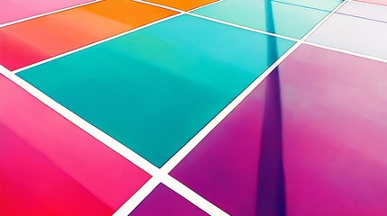 Aufkleber - Vibrant Colorful Squares Forming a Beautiful Pattern of Shades on a Modern Surface : Generative AI
