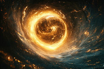 Poster - A fiery cosmic vortex swirls, a celestial whirlpool of incandescent energy and swirling nebulae.