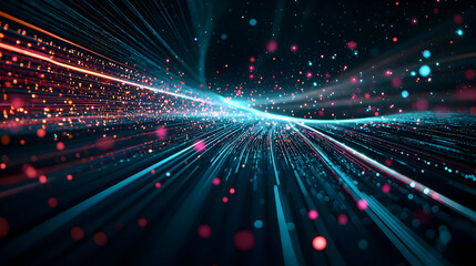 Poster - Abstract Digital Data Stream With Colorful Glowing Lines