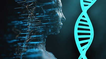 Poster - User Interface Hud Displays Woman Body Analysis With Dna Visual Generative AI