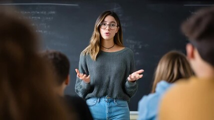 Poster - Young Teacher Explaining Concepts in Classroom to Engaged Students Generative AI