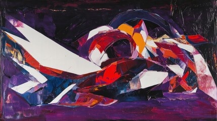 Poster - Abstract artistic rendering of colorful shapes and textures in a painting