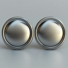 Realistic Silver Metallic Button Badge Brooch Mockup with Reflective Surface and Detailed Textures