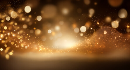 Wall Mural - a shimmering, golden light emanates from a dark background, creating a magical, festive atmosphere w