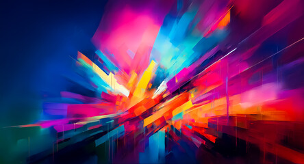 Aufkleber - vibrant, abstract artwork featuring a dynamic explosion of colorful, sharp lines and shapes, creatin