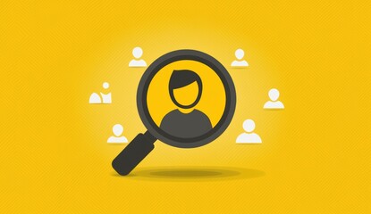 Aufkleber - Magnifying a person icon among others