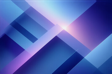 Poster - Abstract image with overlapping geometric shapes in shades of blue and purple, creating a modern and dynamic visual with a gradient light effect.