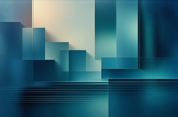 Aufkleber - abstract geometric shapes in blue and beige tones create a modern and minimalist digital art piece w