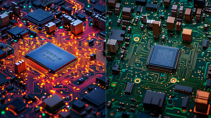 Poster - Detailed Computer Circuit Board Graphic Illustration