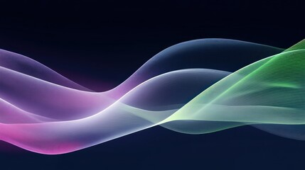 Poster - colorful waves created with fine lines flowing in a dark space