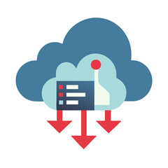 Poster - Cloud storage icon with download arrows in flat design  