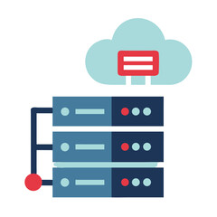 Poster - Cloud Data Center Icon with Server Connect  