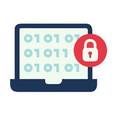 Poster - Digital encryption icon with laptop and padlock symbol  