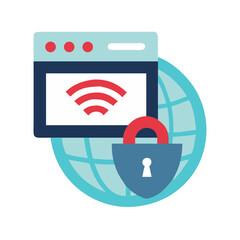 Poster - VPN icon representing internet security with globe background  
