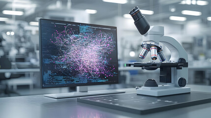 Poster - Modern Microscope And Computer In A Laboratory Setting