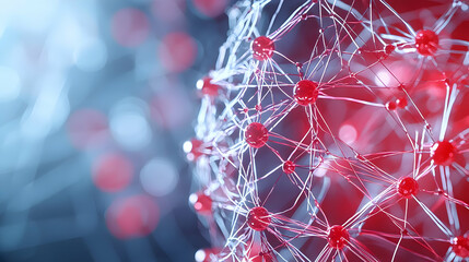 Poster - Abstract Network Sphere Design With Red And White Colors