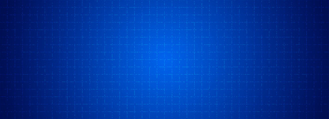 Poster - Blue glowing grid background. Dotted tech square network backdrop. Abstract dot checkered dashboard pattern for science, technology, business, healthcare, medicine design template. Vector wallpaper
