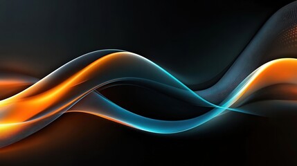 Aufkleber - Futuristic abstract background featuring vibrant glowing waves and lines in black, orange, blue, and white. 3D rendering creates a dynamic, immersive visual experience.